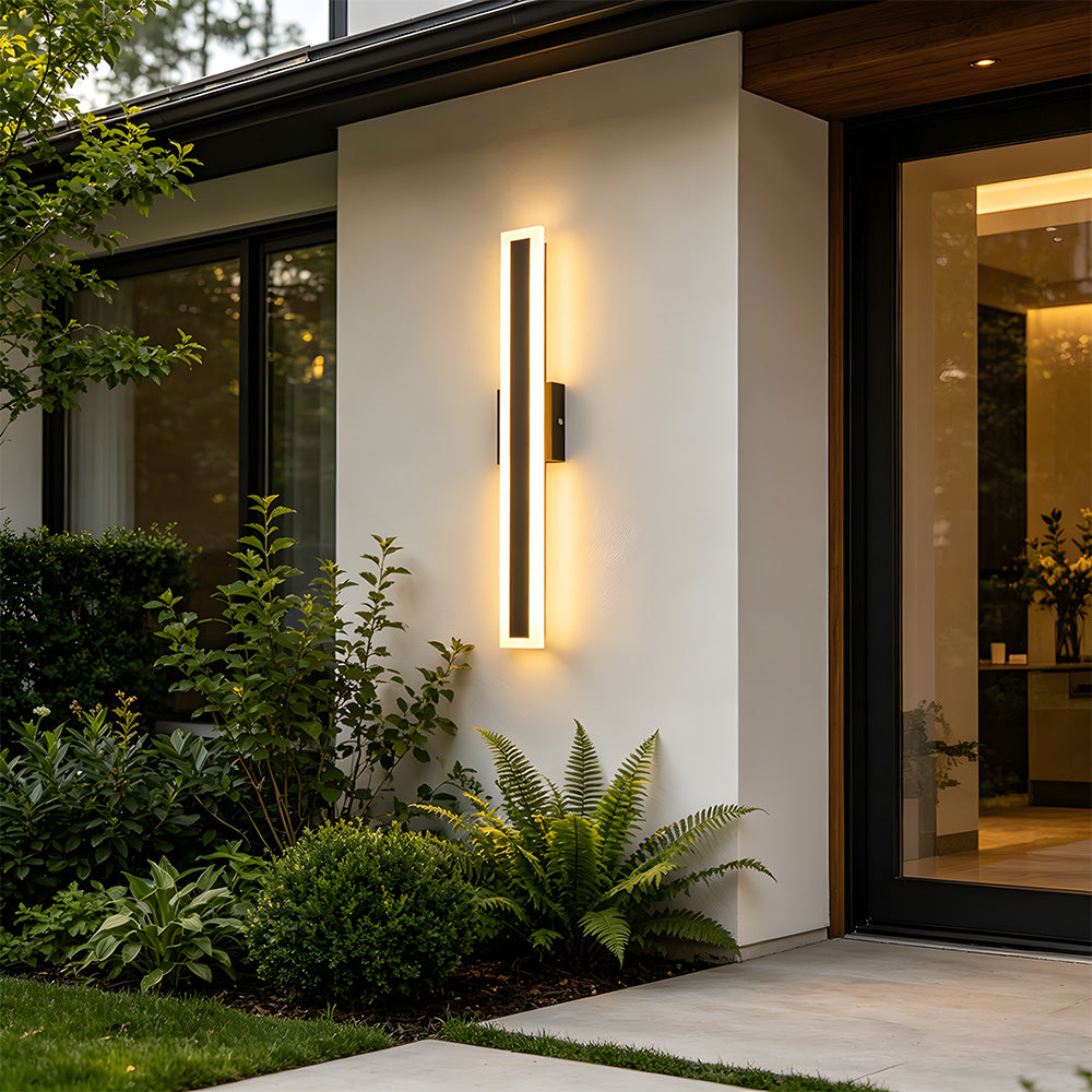 Sleek Architectural Vertical Rectangle Frame Front Door Lights for Luxury House Entrance