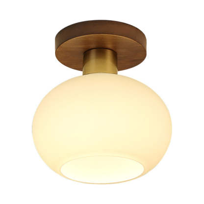Nordic Walnut Minimalist Hallway Semi-Flush Ceiling Light