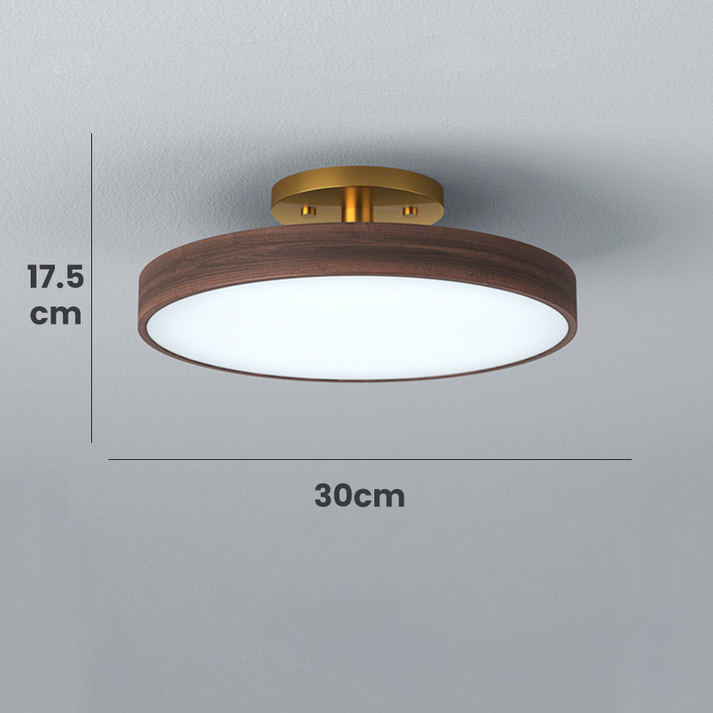 Round Wood LED Ceiling Lights For Bedroom 