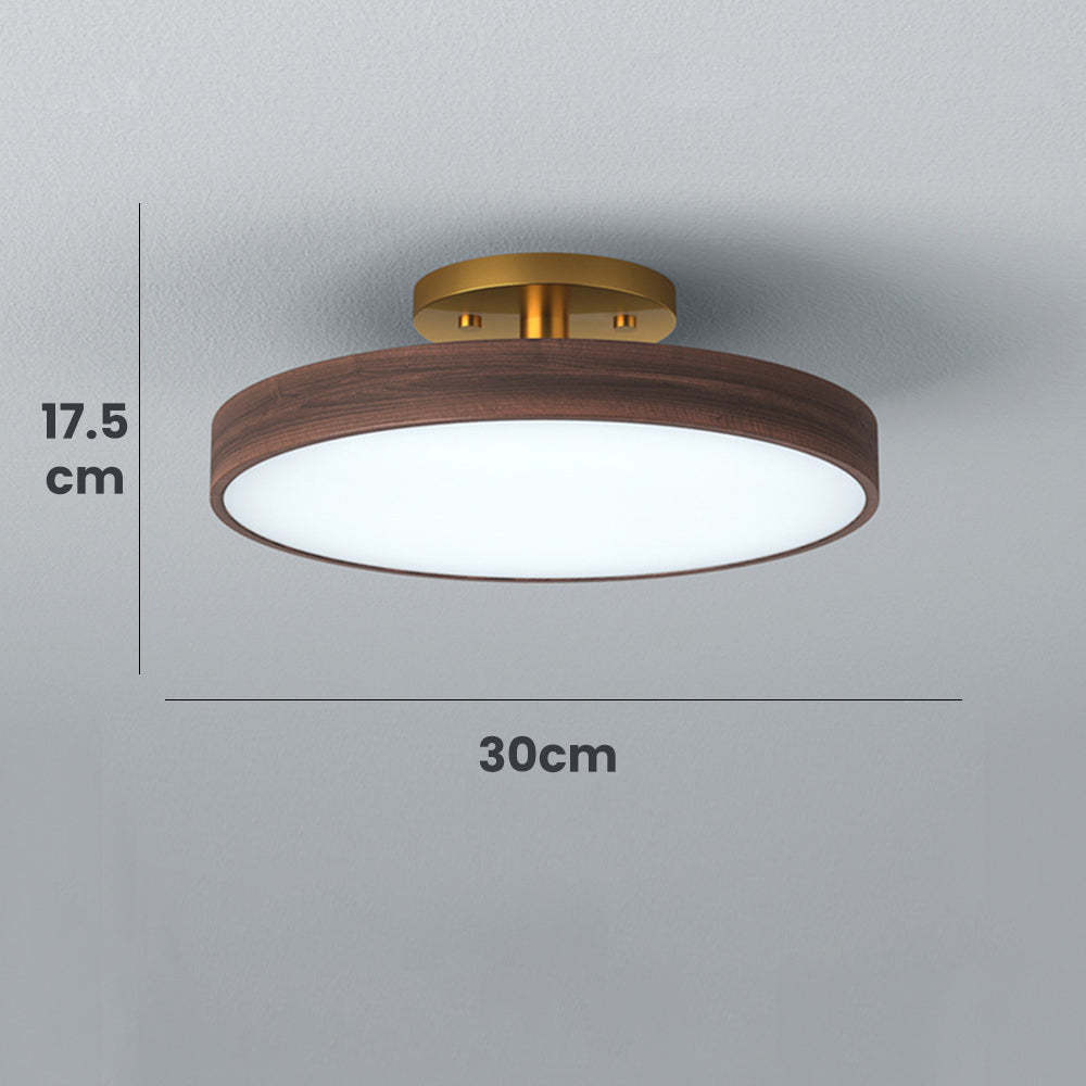 Round Wood LED Ceiling Lights For Bedroom 