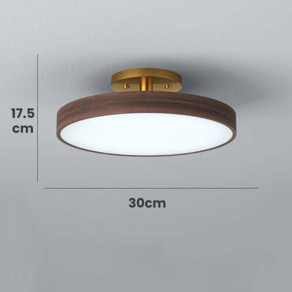Round Wood LED Ceiling Lights For Bedroom 
