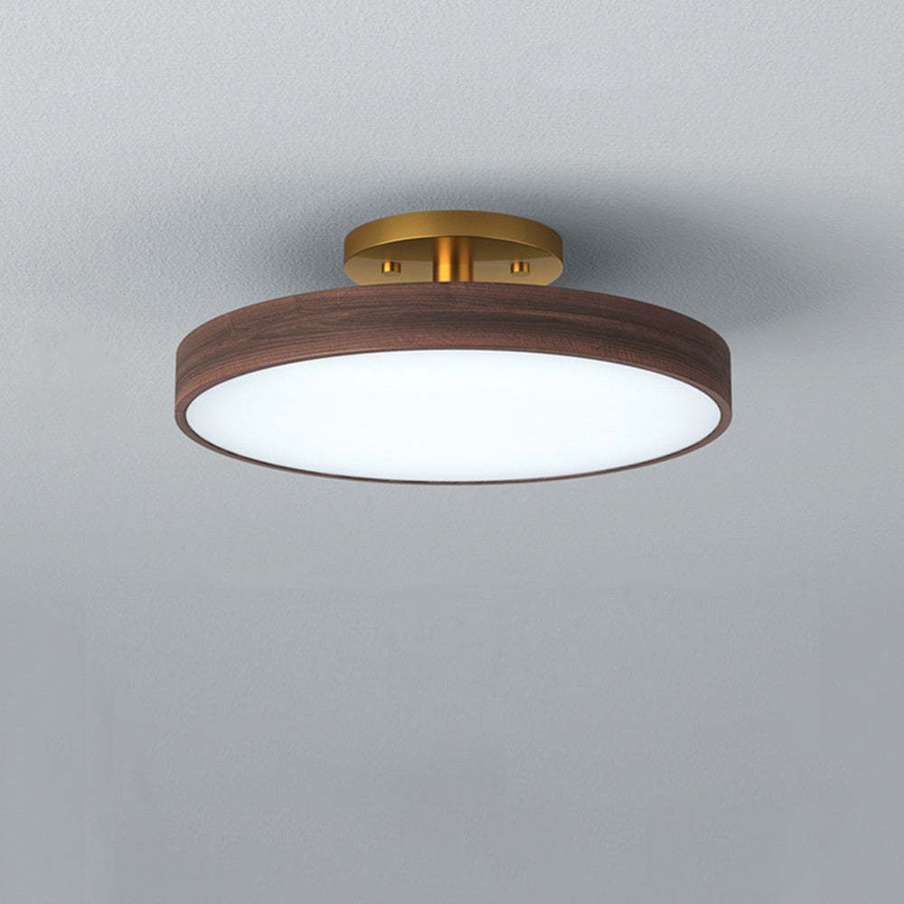 Round Wood LED Ceiling Lights For Bedroom 