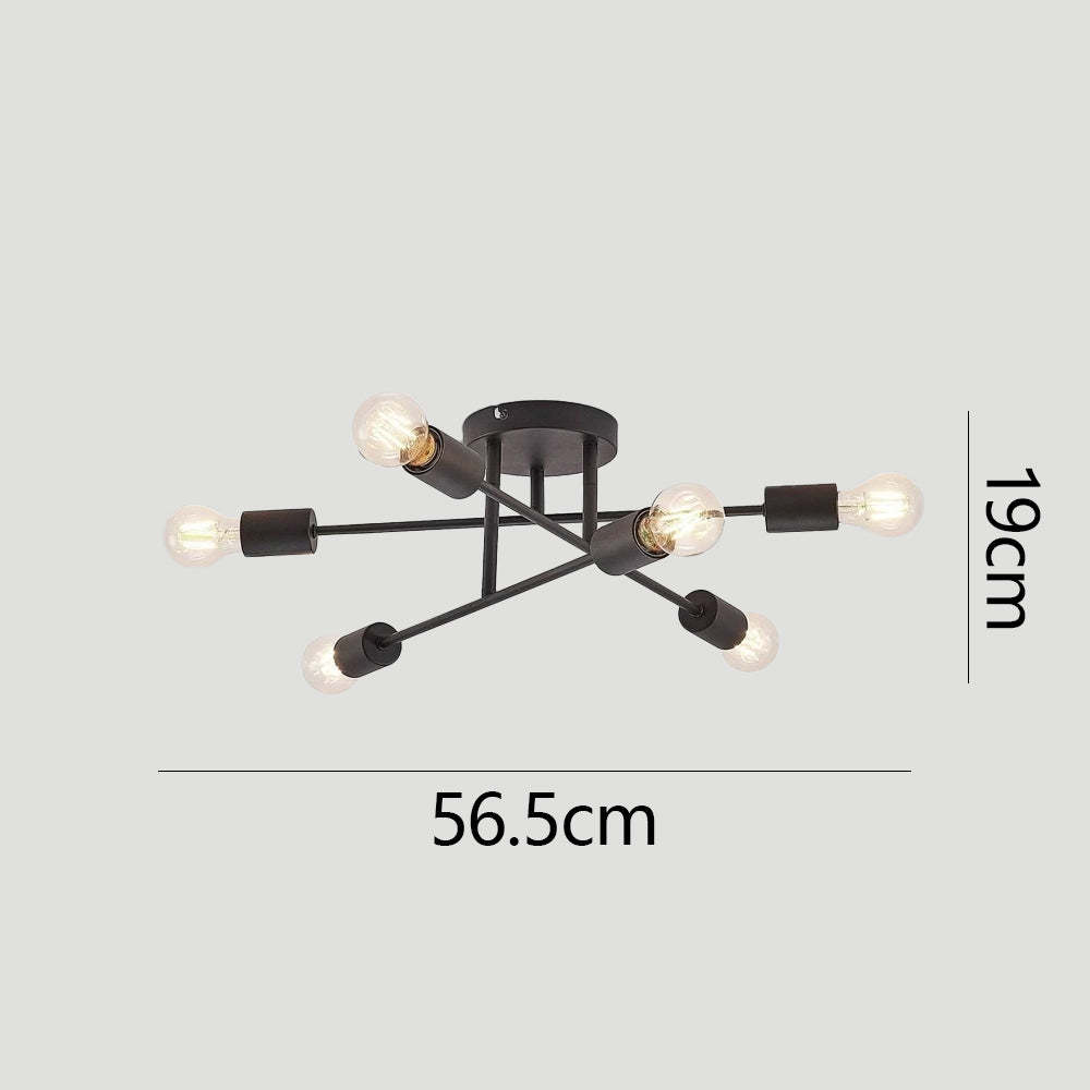 Industrial Black Iron Living Room Semi Flush Ceiling Lights