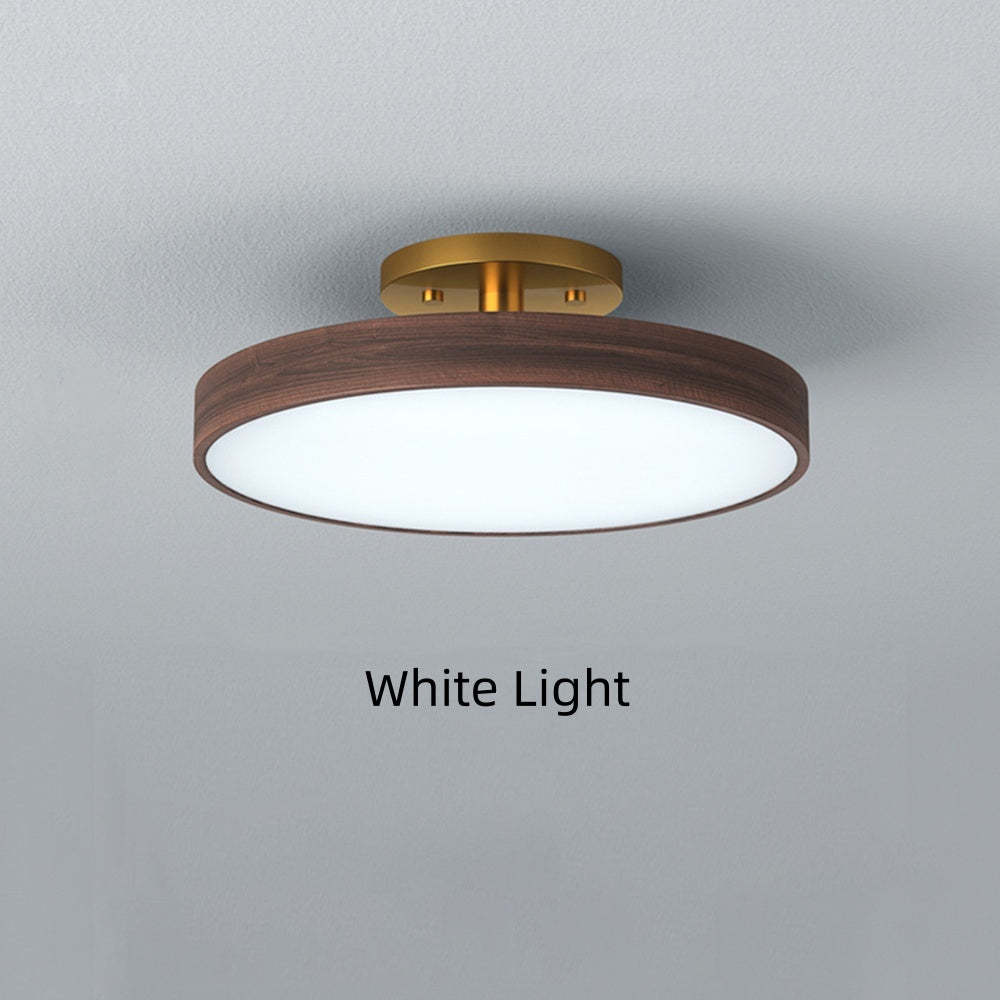 Round Wood LED Ceiling Lights For Bedroom 