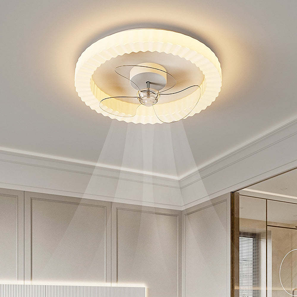 White Round Design Ceiling Fan With LED Lighting