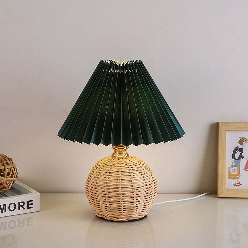 Homdiy Table Light Modern Simple Bamboo Weaving  Bedroom Table Lamps