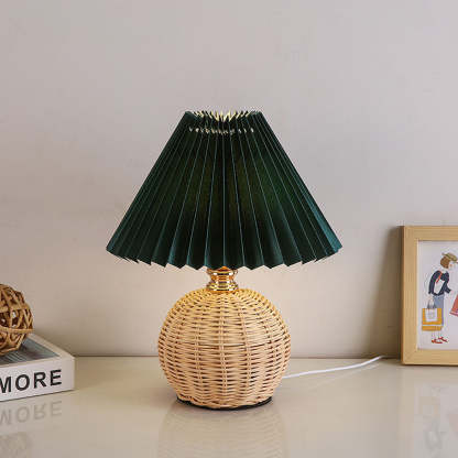 Modern Simple Bamboo Weaving  Bedroom Table Lamps
