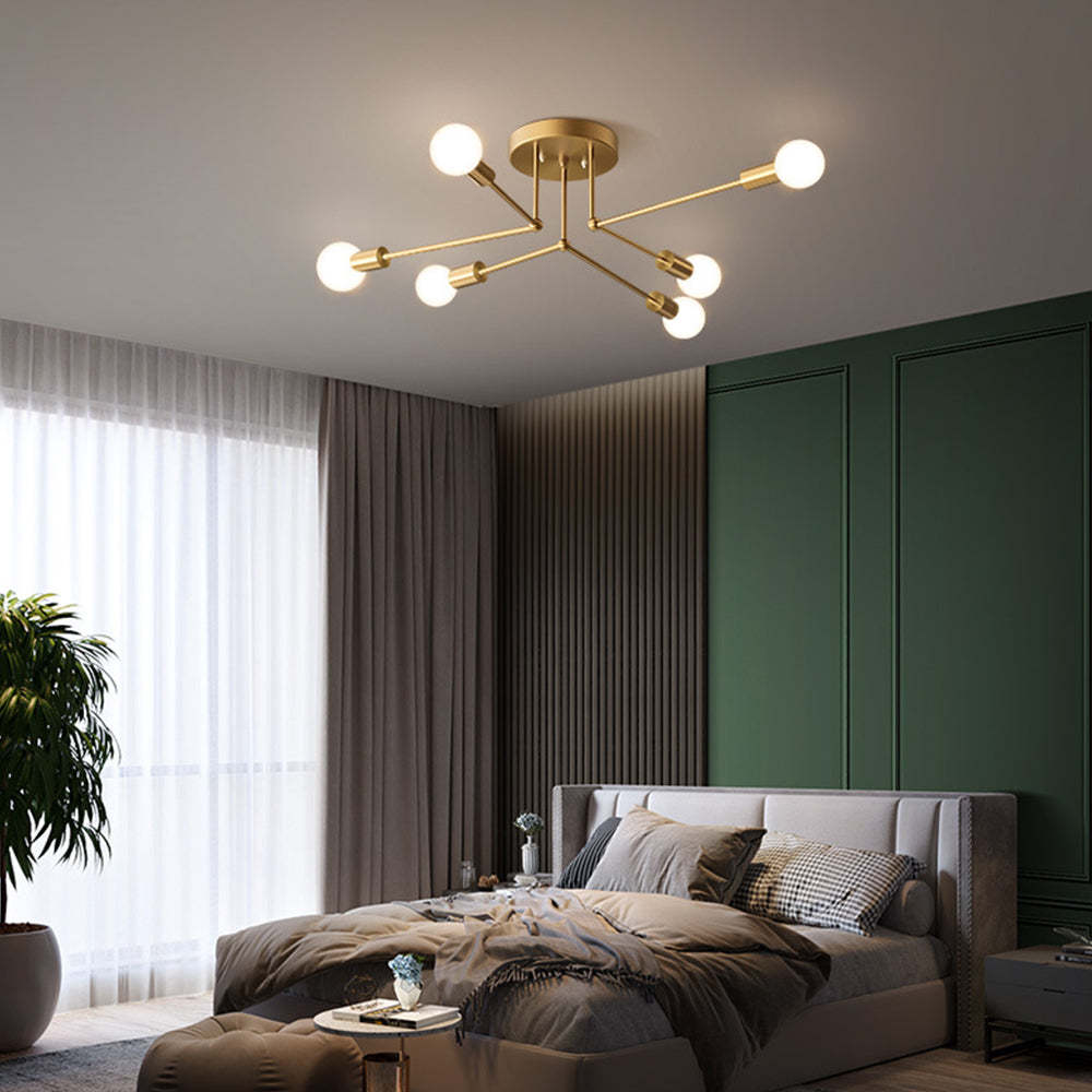 Stylish Muti-Lights Contemporary Gold Iron Living Room Ceiling Lights