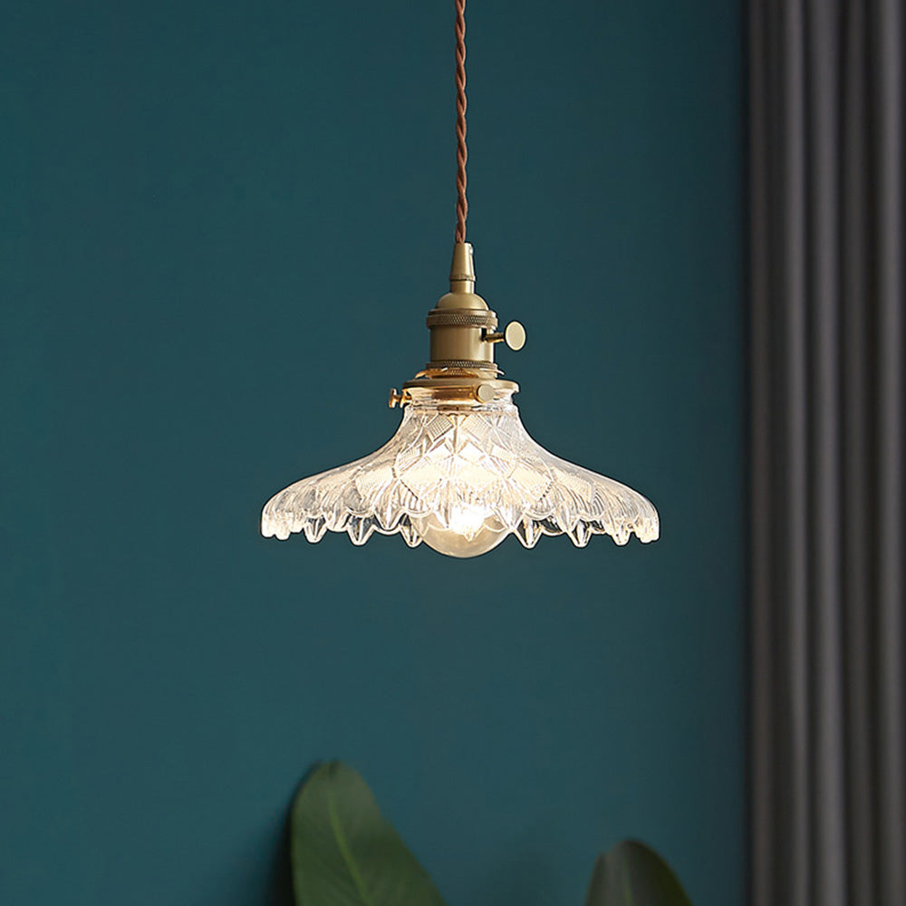 Vintage Glass Transparent Pendant Lighting For Bedroom