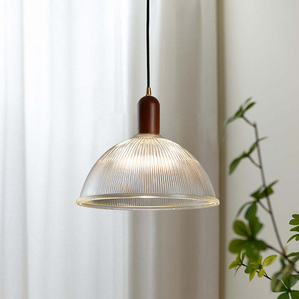 Simple Wood Living Room Clear Pendant Light