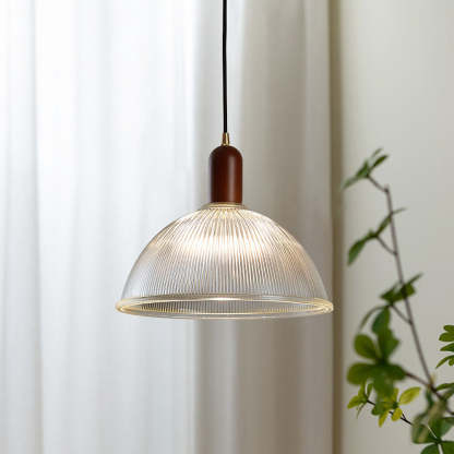 Simple Wood Living Room Clear Pendant Light