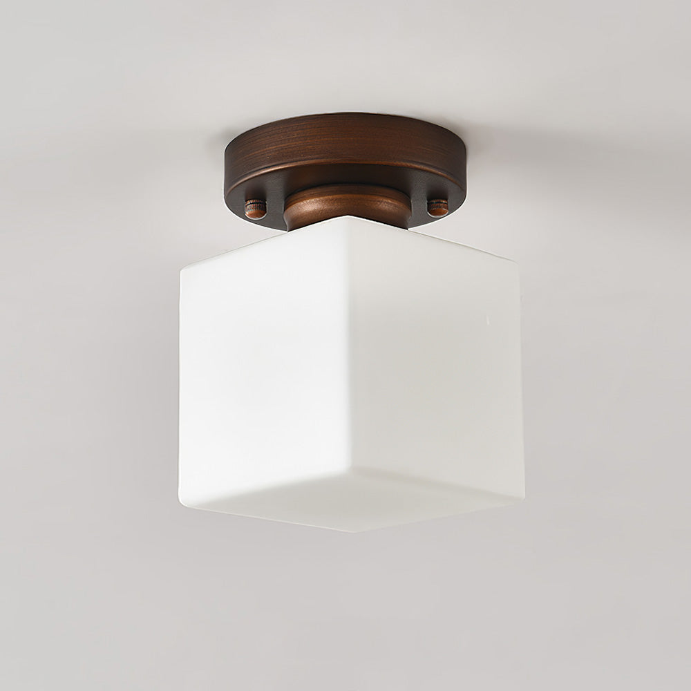 Simple Square White Semi-Flush Hallway Ceiling Light