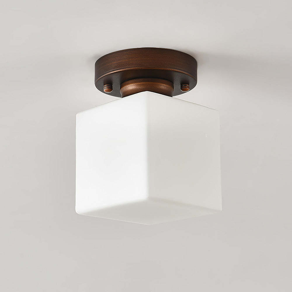 Simple Square White Semi-Flush Hallway Ceiling Light