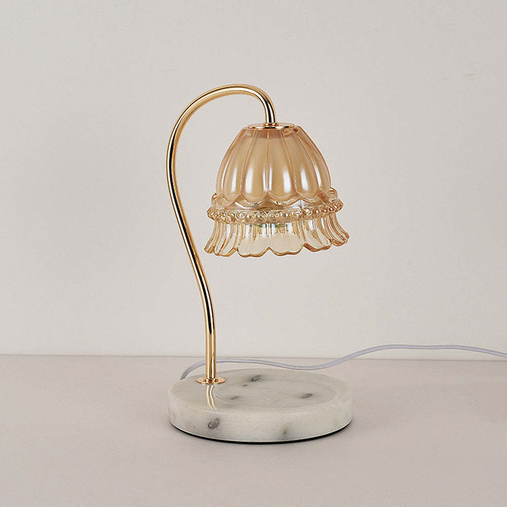 Creative Gold Glass Flower Shape Mini Candle Warmer Lamp