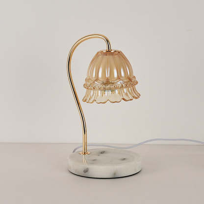 Creative Gold Glass Flower Shape Mini Candle Warmer Lamp