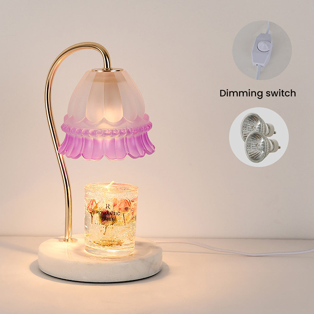 Creative Gold Glass Flower Shape Mini Candle Warmer Lamp