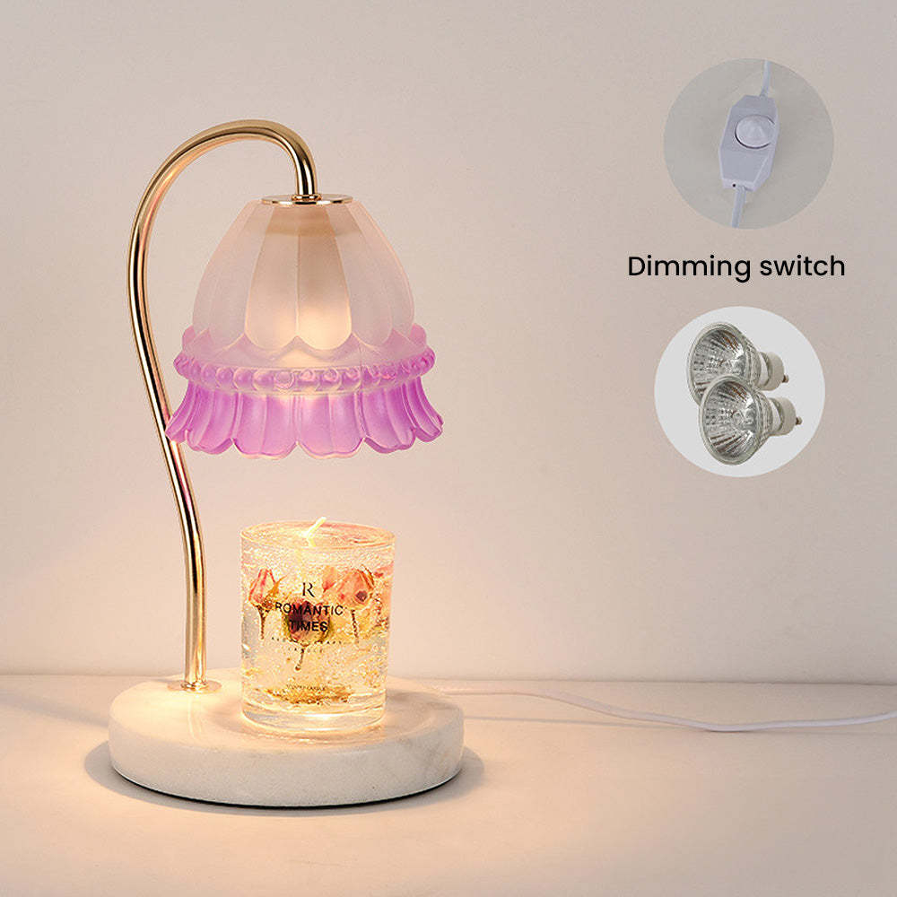Creative Gold Glass Flower Shape Mini Candle Warmer Lamp