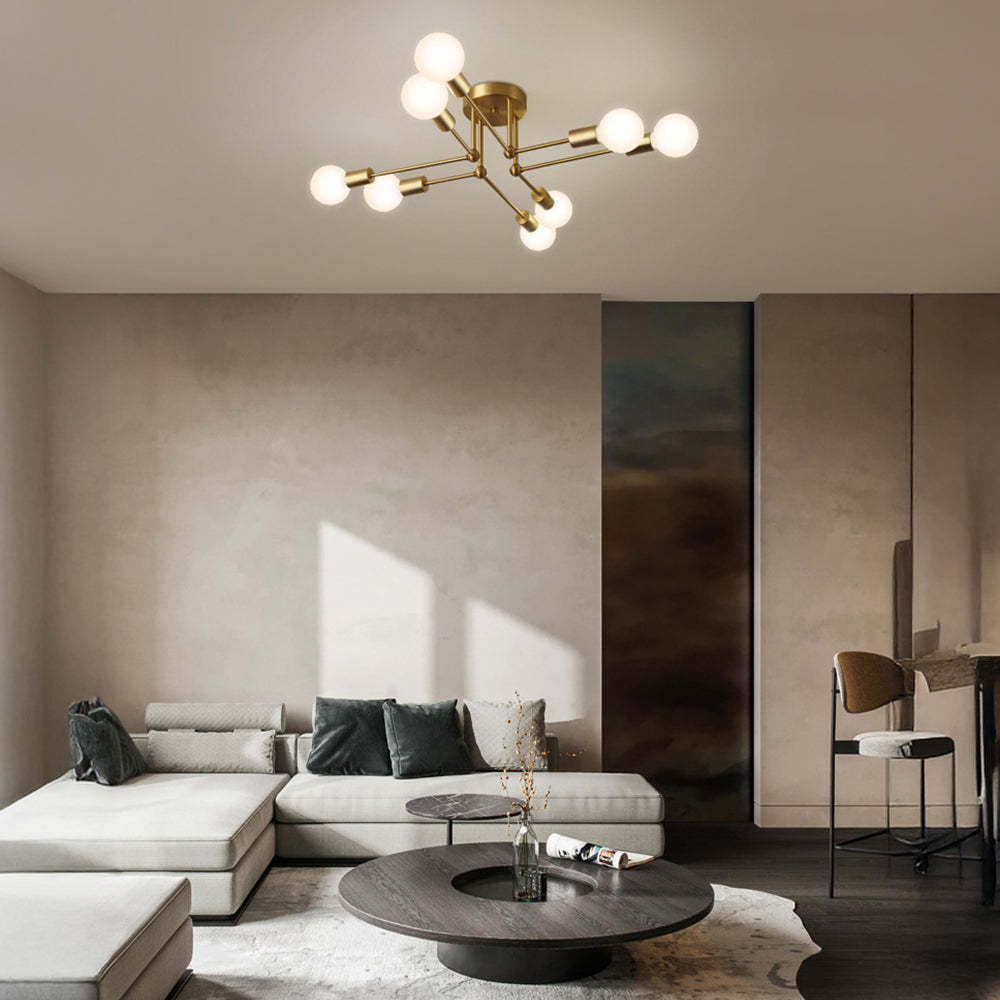 Stylish Muti-Lights Contemporary Gold Iron Living Room Ceiling Lights