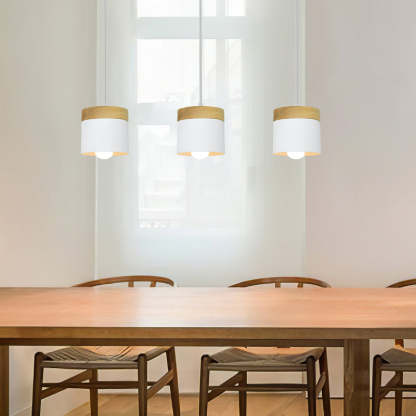 Simple Cylindrical Wood Suspension Lamp