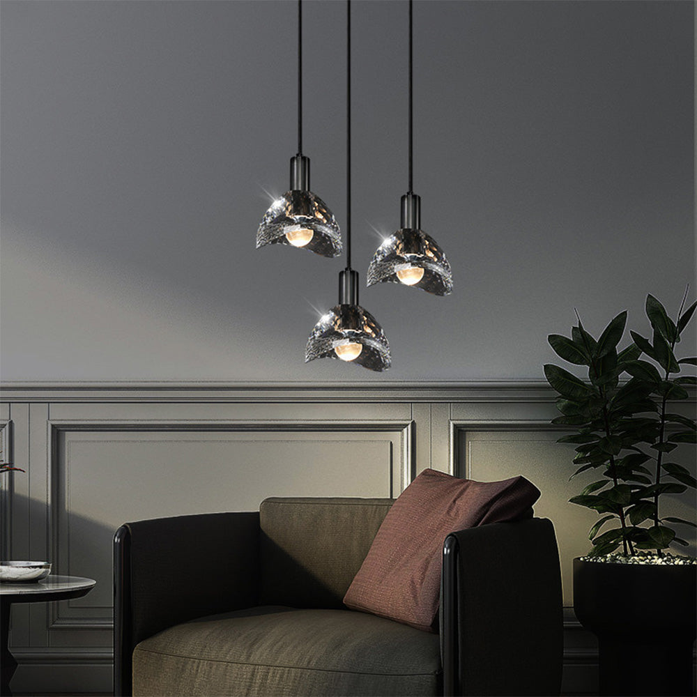 Modern Black Irregular Crystal LED Pendant Lighting