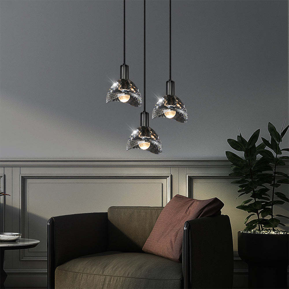 Modern Black Irregular Crystal LED Pendant Lighting
