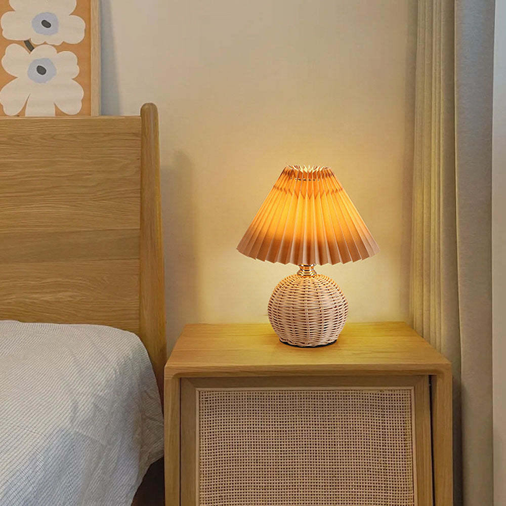Modern Simple Bamboo Weaving  Bedroom Table Lamps