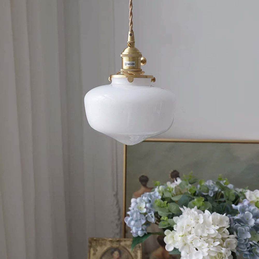 Simple Retro Brass Glass Ceiling Pendant Light