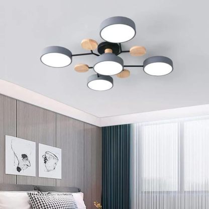 Contemporary Multi-Head Round Iron LED Semi-Flush Chandelier