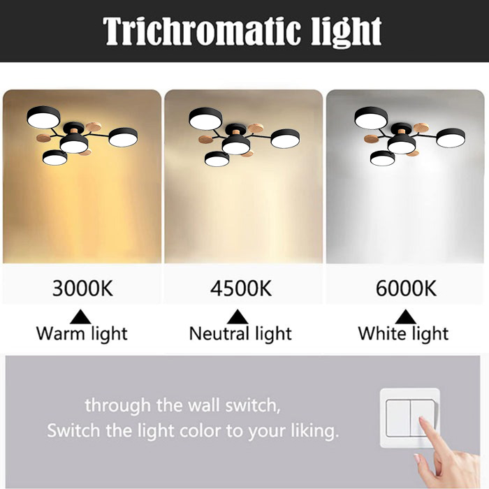 Contemporary Multi-Head Round Iron LED Semi-Flush Chandelier