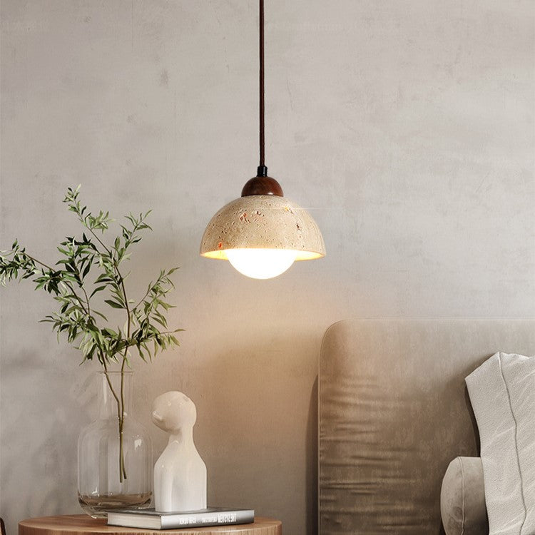 Retro Rustic Natural Stone Pendant Light For Dining Room
