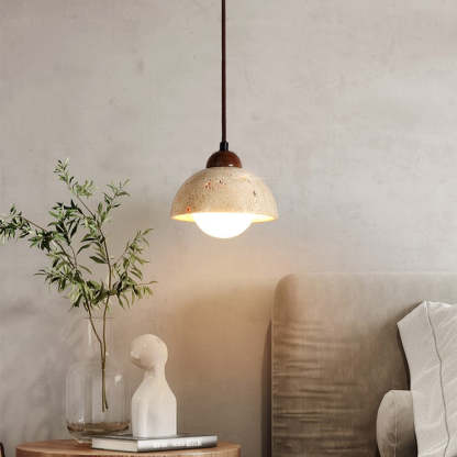 Retro Rustic Natural Stone Pendant Light For Dining Room