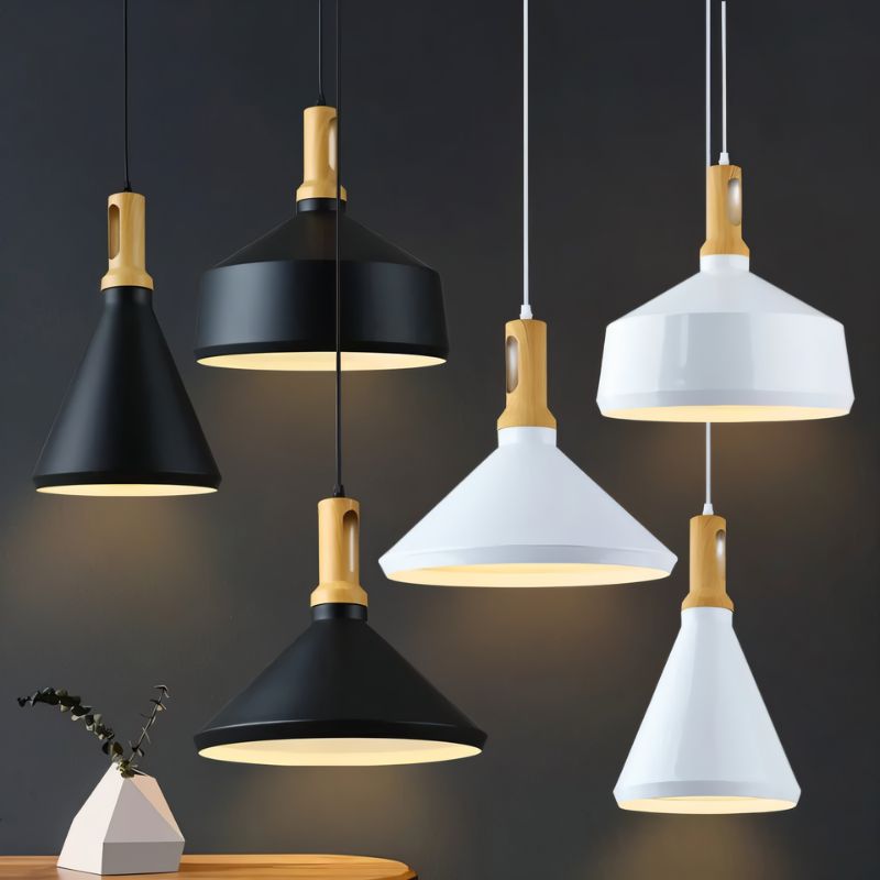 Modern Black Geometry Aluminum Pendant Light For Kitchen
