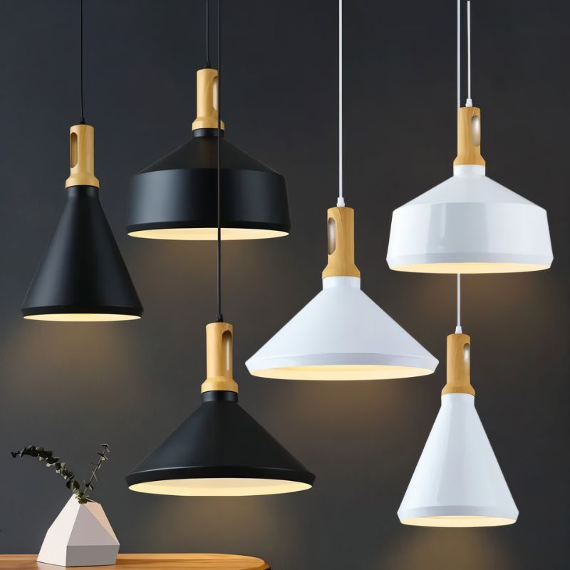 Modern Black Geometry Aluminum Pendant Light For Kitchen