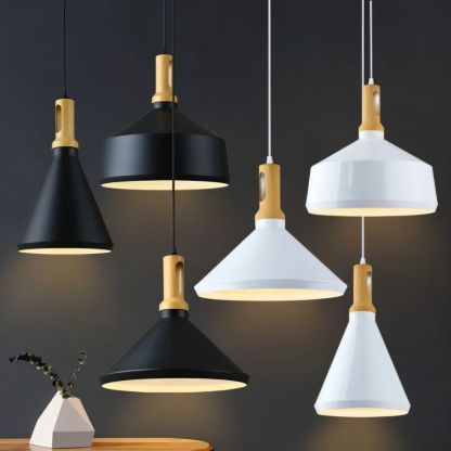 Modern Black Geometry Aluminum Pendant Light For Kitchen