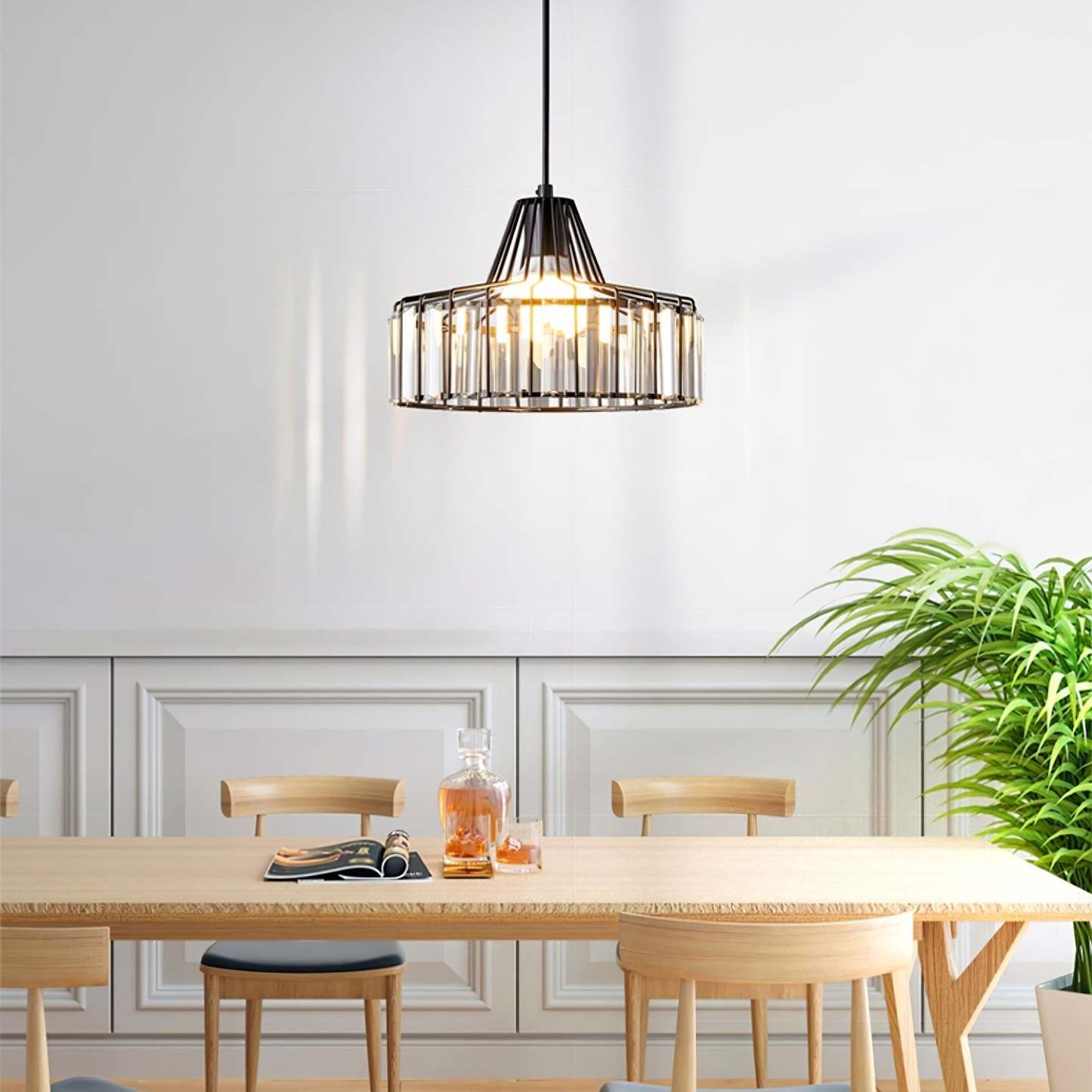 Modern Black Simple Crystal Pendant Light
