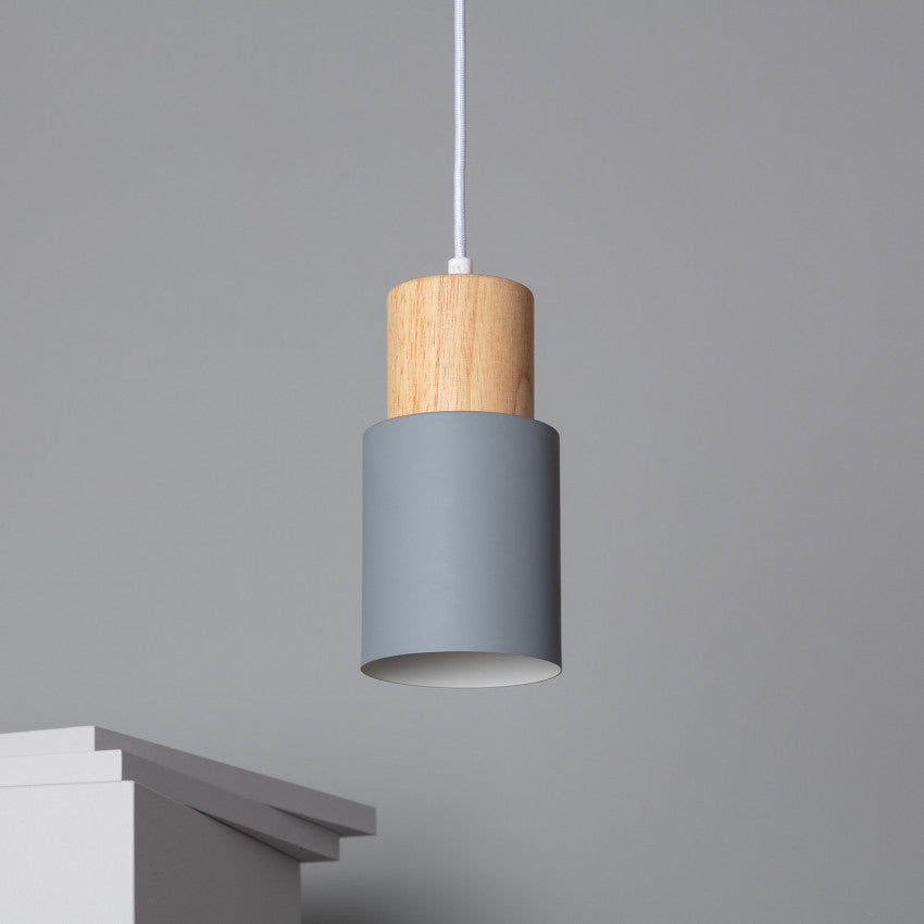 Modern Macaron Cylinder Wood LED Mini Pendant Lighting