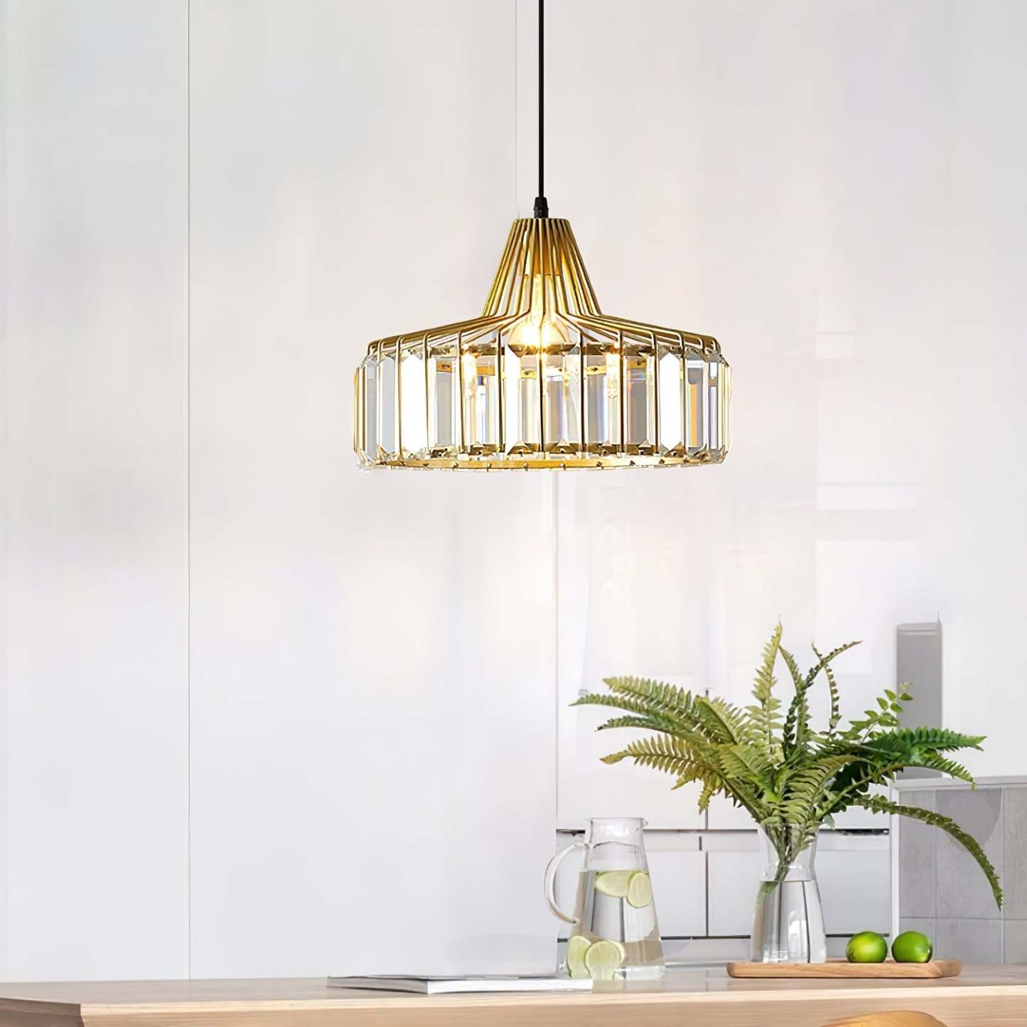 Homdiy Pendant Lighting Modern Black Simple Crystal Pendant Light For Kitchen