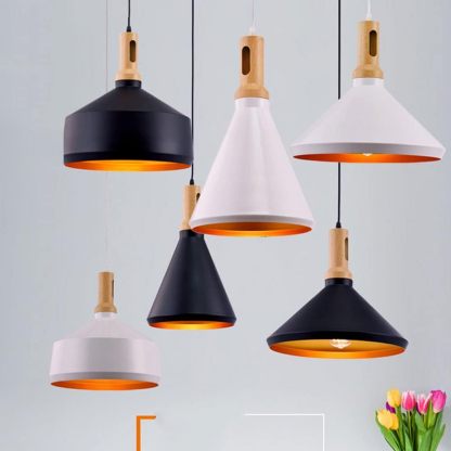Modern Black Geometry Aluminum Pendant Light For Kitchen