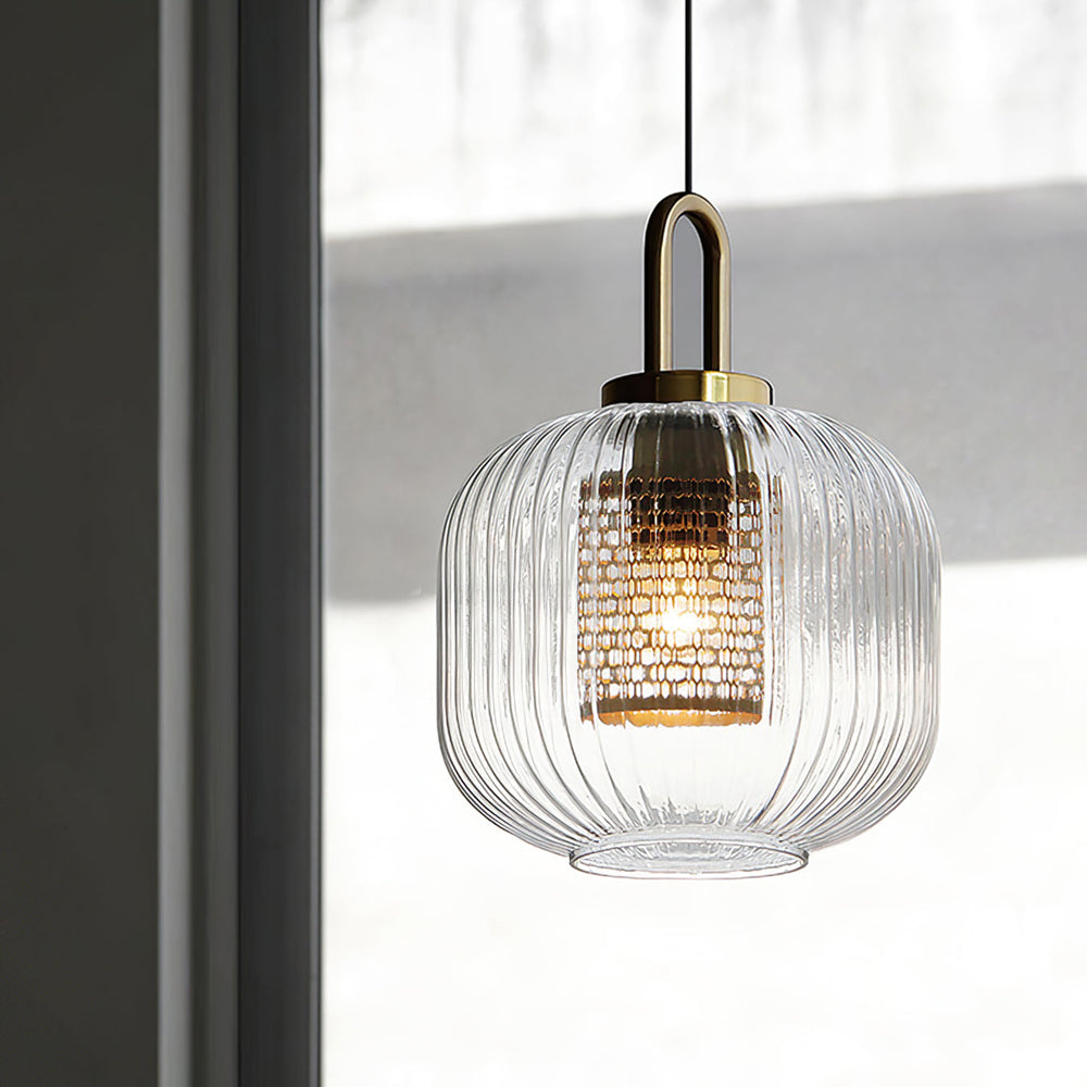 Clear Glass Pendant Light Shade With Brass Fitting -Homdiy