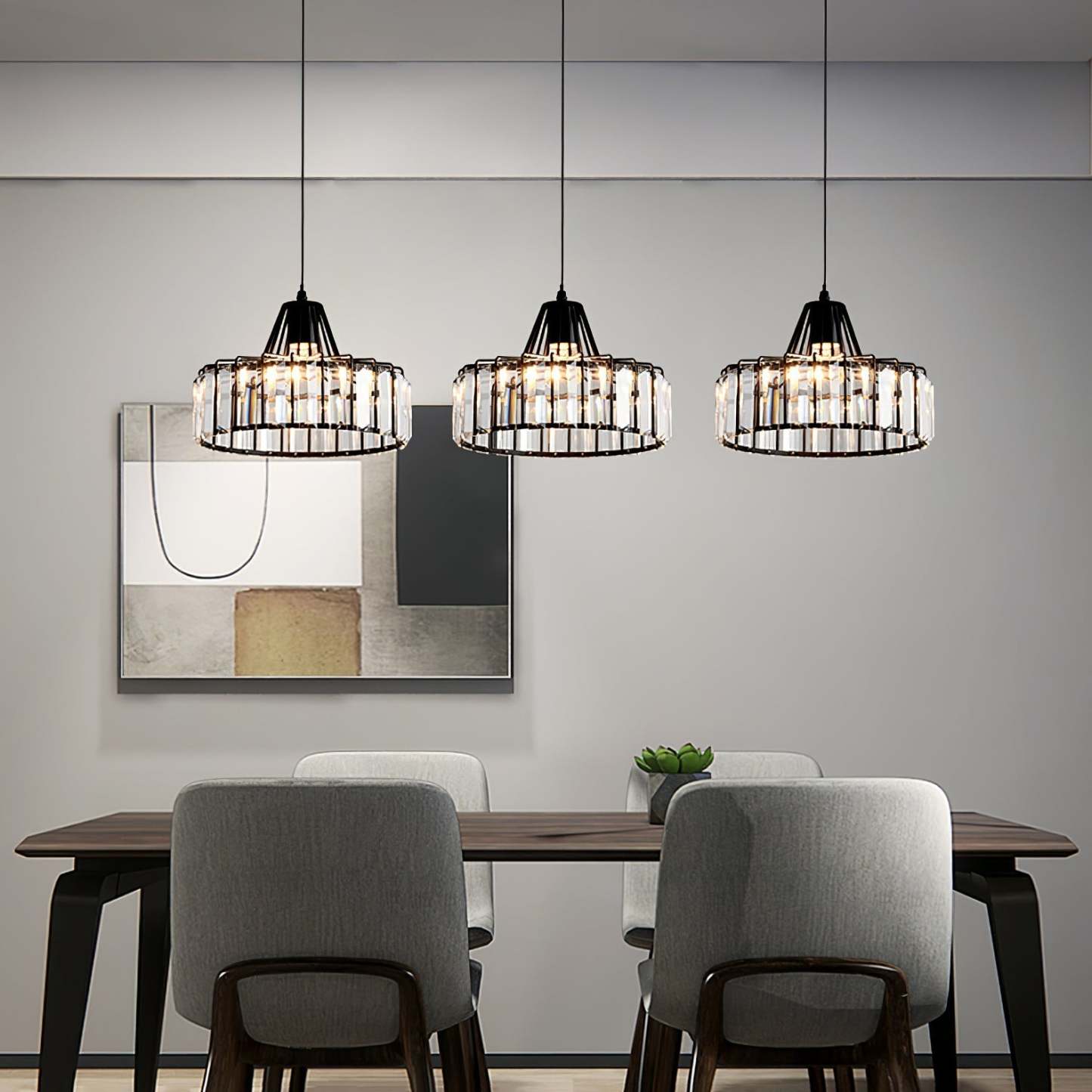 Modern Black Simple Crystal Pendant Light