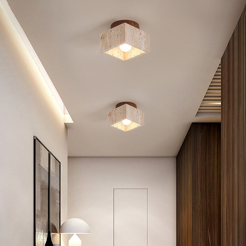 Stone Simplicity Cylindrical Hallway Ceiling Light