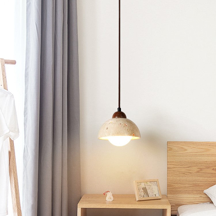 Retro Rustic Natural Stone Pendant Light For Dining Room