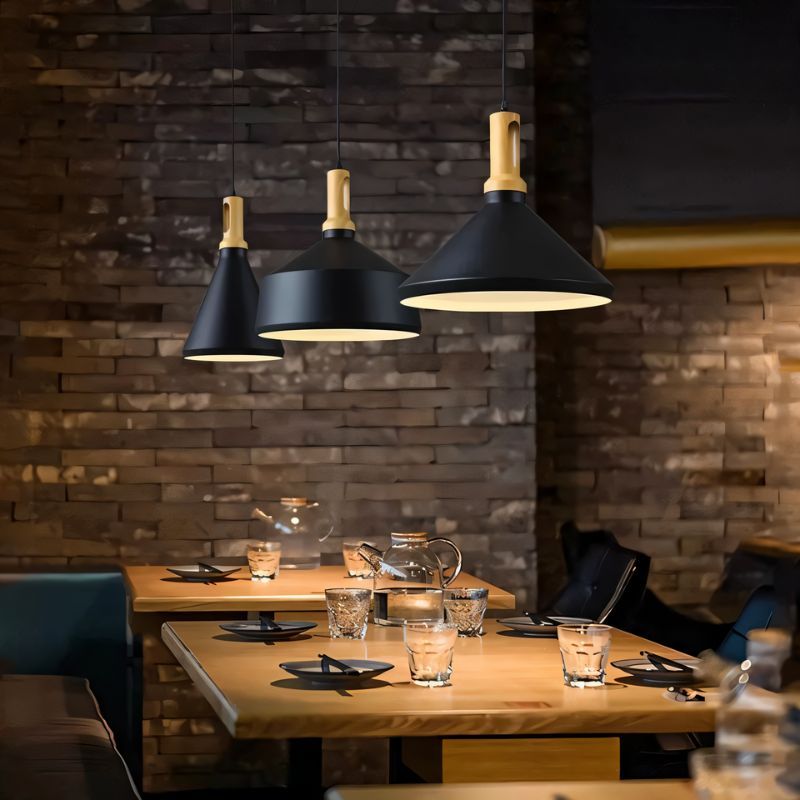 Modern Black Geometry Aluminum Pendant Light For Kitchen