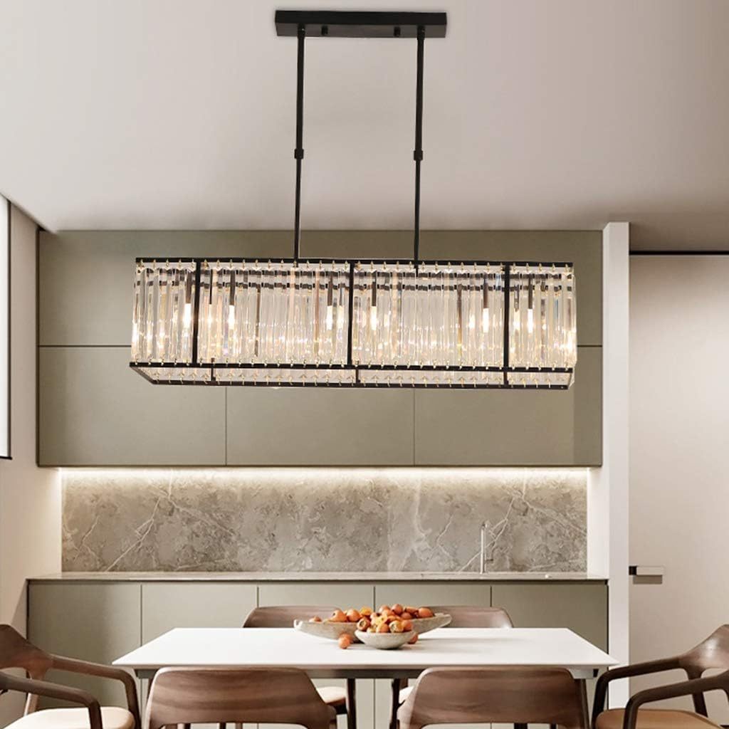 Nordic Square Crystal Island Lamps For Kitchen