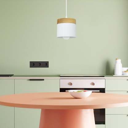Simple Cylindrical Wood Suspension Lamp