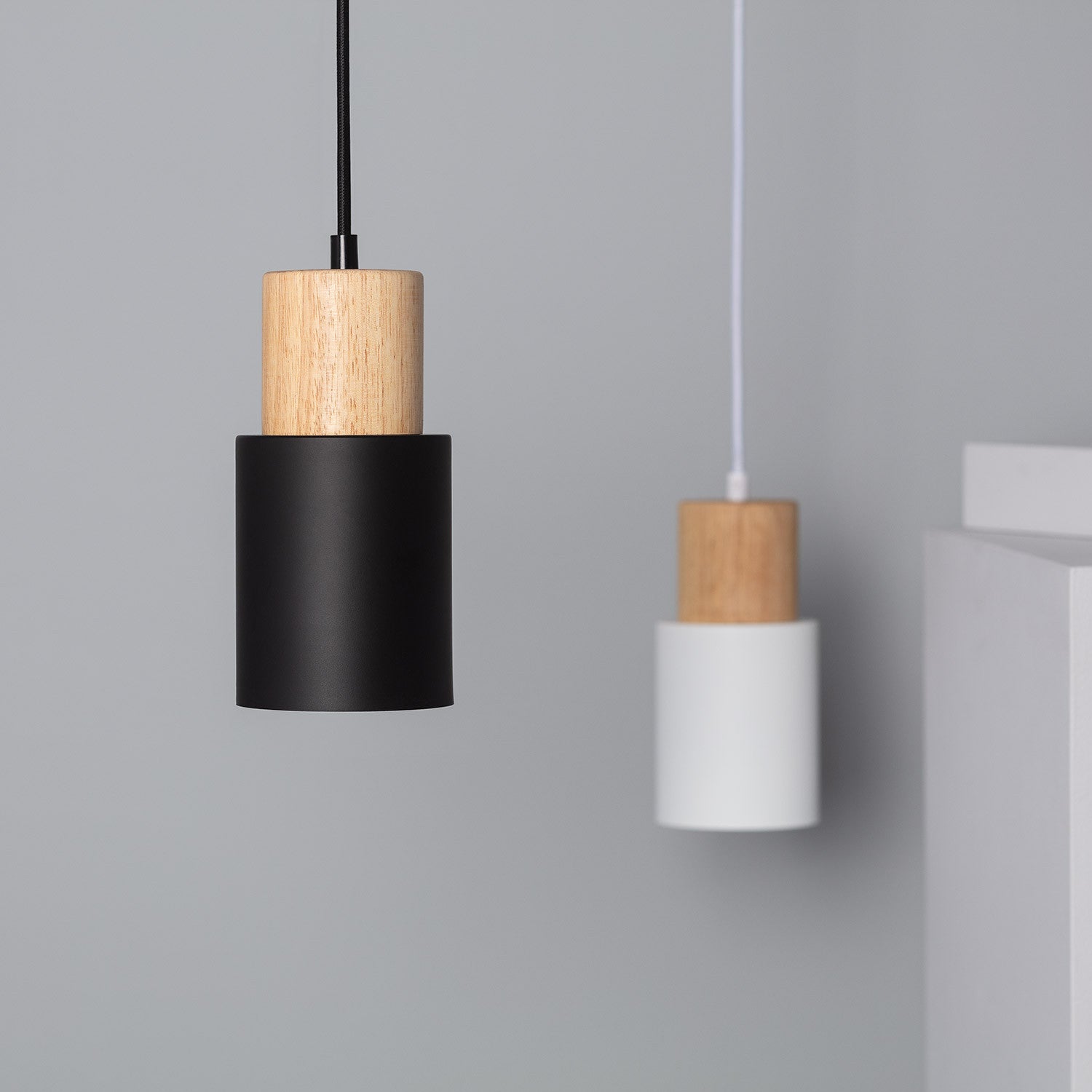Modern Macaron Cylinder Wood LED Mini Pendant Lighting