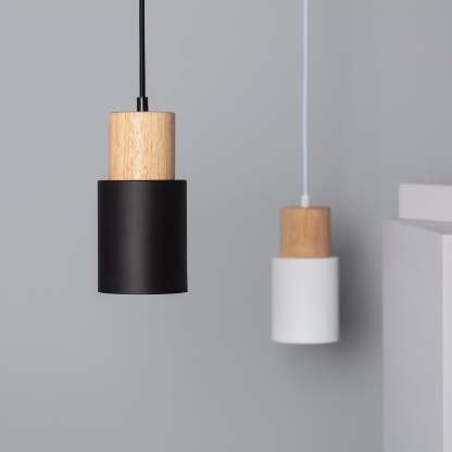 Modern Macaron Cylinder Wood LED Mini Pendant Lighting