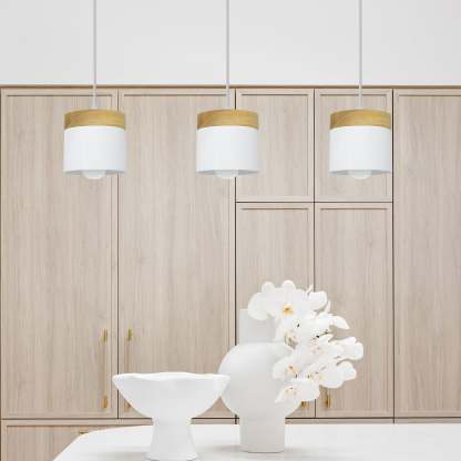 Simple Cylindrical Wood Suspension Lamp