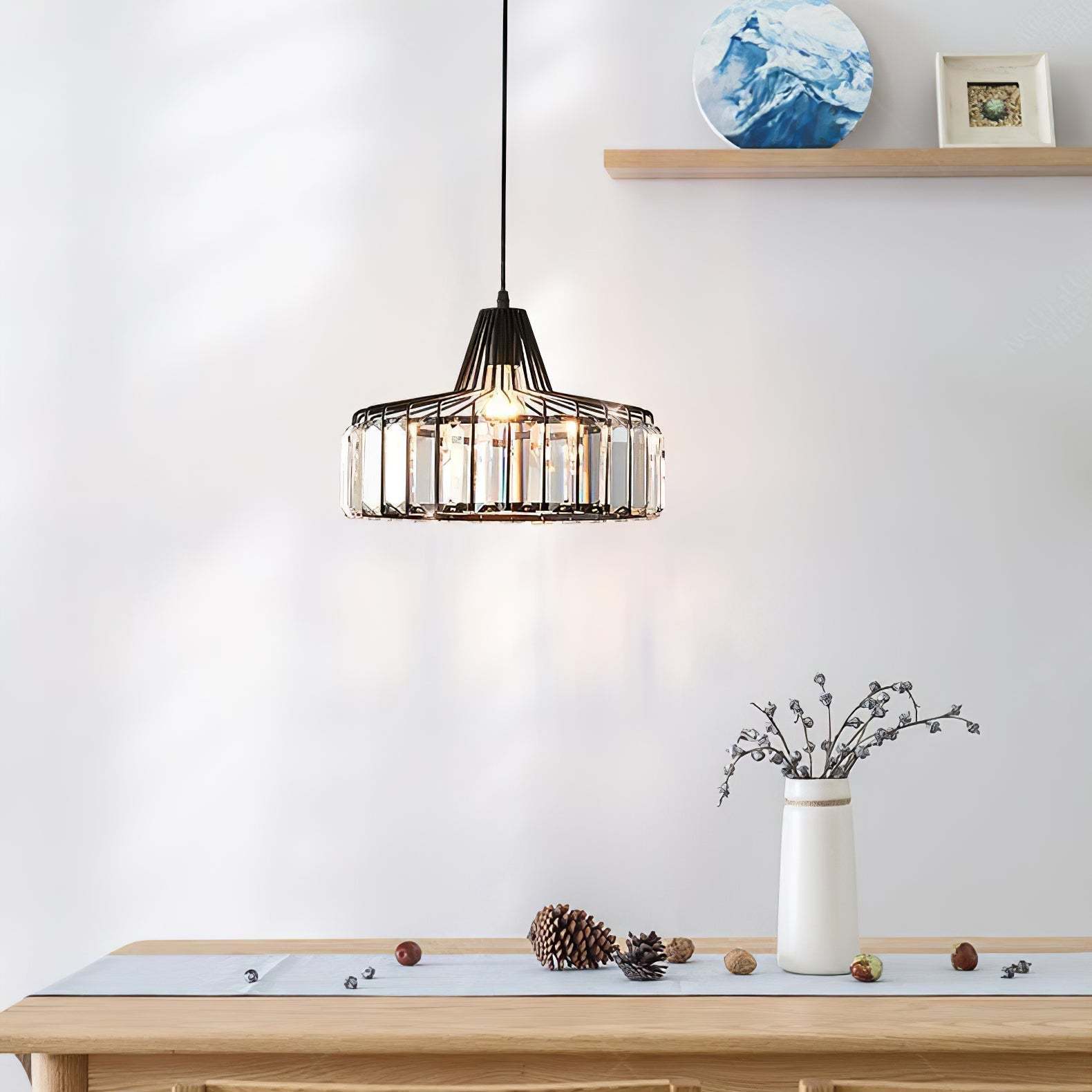 Modern Black Simple Crystal Pendant Light