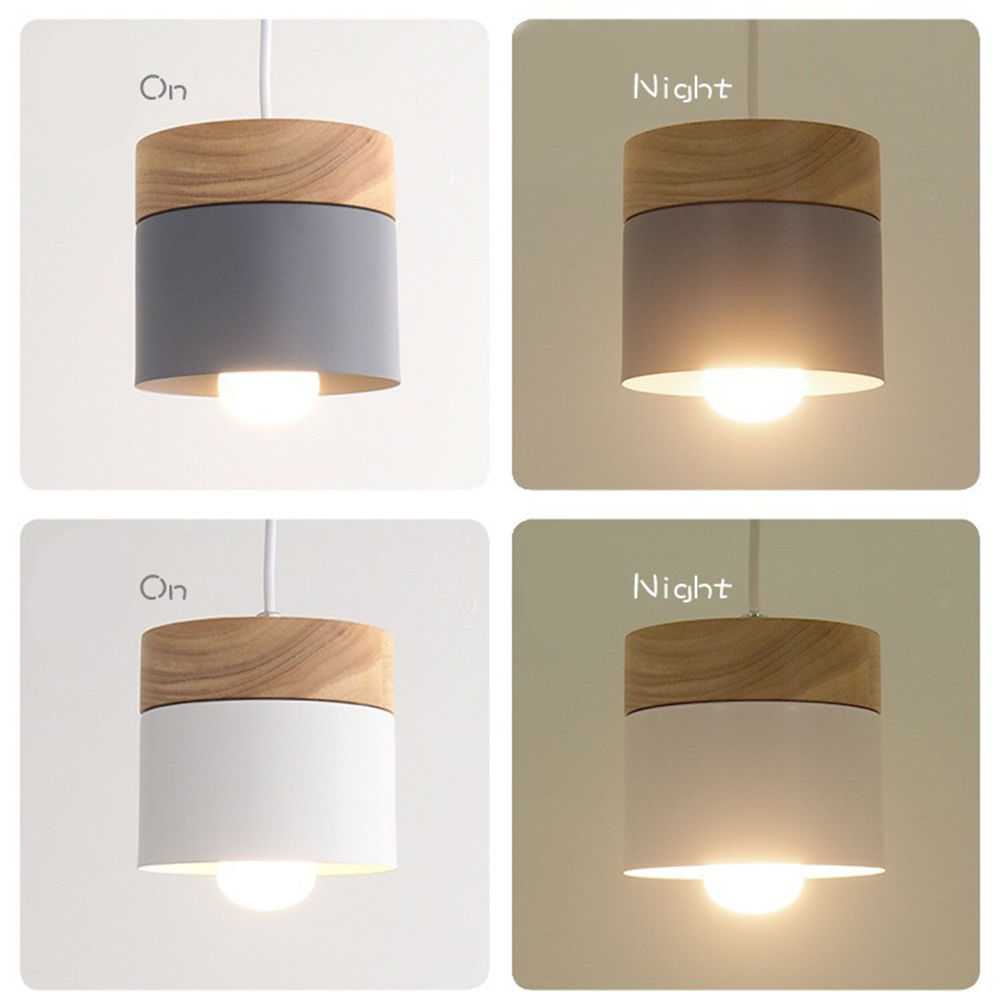 Simple Cylindrical Wood Suspension Lamp